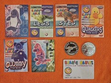SIX 1999 Ty Beanie Babies Platinum Edition Card, 2 Coins and Official Club Card