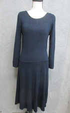Talbots Sweater Dress Womens Small Navy Blue Scoop Neck Fit & Flare Knit Midi