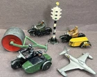 Vintage Dinky Toys 6pc Lot Motorcycles Plane Traffic Signal Garden Roller