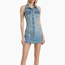 Ramy Brook Susanna Denim Halter Minidress XL Mini Dress