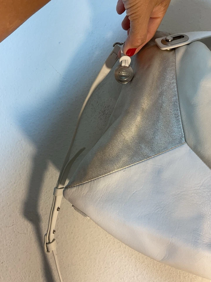 SKAGEN Mikkeline BOLSO DE MANO MONEDERO BLANCO TOSTADO PLATA HOMBRO CUERO holgado Foto 2 de 4