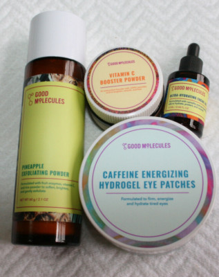 Good Molecules Skincare 4 pc set Facial Oil Eye Patches Booster Exfoliator NEW