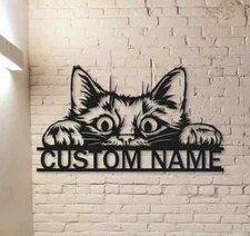 Personalized Cat Metal Signs, Custom Cat Name Wall Art Decor Pet Lover
