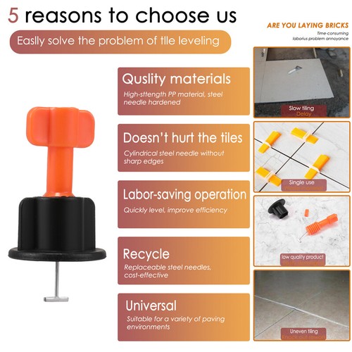 50~200x Tile Leveling System Kit Reusable Flat Ceramic Locator Spacer Tools - Picture 16 of 27