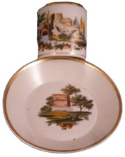 Antique 19thC German Porcelain Scenic Cup  Saucer Porzellan Tasse Germany 2