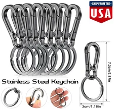 8× Metal Heavy Duty Carabiner Keychain Key Ring Clips Holder Organizer Black USA