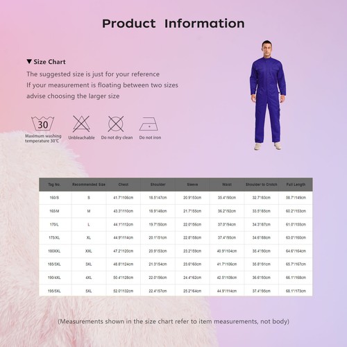 Men Bodysuit Workers Overall Workshop Jumpsuit Garage Rompers Pockets Workwear - Picture 41 of 57