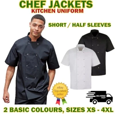KICHEN KING/BLACK PEPPER/ BONCHEF/ WHITES Kochjacke Kurzarm Unisex Kochjacke Schwarz Chefwear Top Qualität