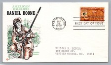 Frontier Hunter Daniel Boone American Folklore 1968 FDC Frankfort KY Scott #1357