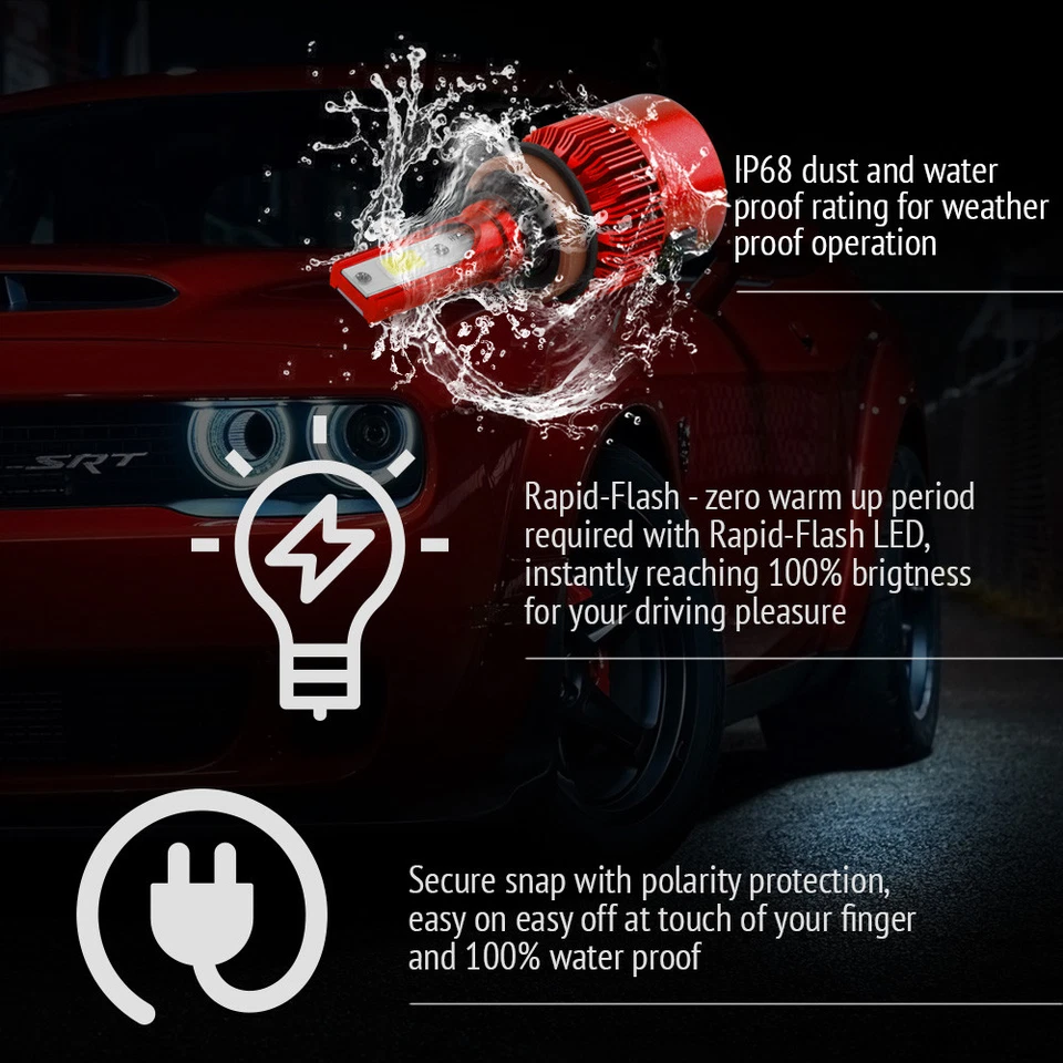 Car COB H4 H7 H11 48800LM 488W LED Headlight Kit Hi/Lo Light Bulbs 6000K 9005/06 - Image 4 of 4