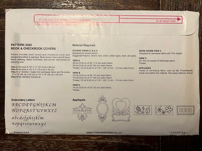 ハンドメイドn Kwik Sew 3282 Uncut Sewing Pattern, Book & Checkbook Covers | eBay
