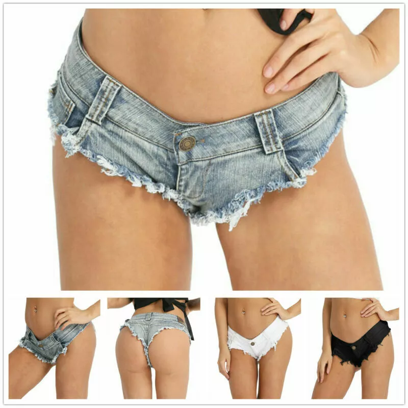 Women's Low Rise Mini Denim Shorts Short Triangle Jean ThongsHot Pants  Beachwear