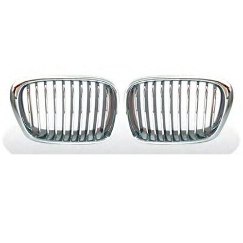 Front Kidney Grille Grill Chrome + Silver 1997-2003 Fits BMW 5-Series E39 Sedan - Picture 2 of 4
