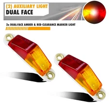 2 Incandescent Trailer Fender Mount Lights Amber/Red Side Marker Clearance