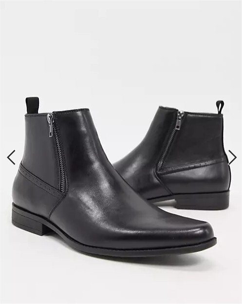 ASOS DESIGN chelsea boots in black faux leather with zips  display picture 3
