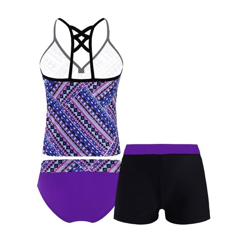 Kids Girls Tankini Swimsuit Tank Tops Bottoms Shorts Set Swimwear Bathing Suit - Picture 31 of 146