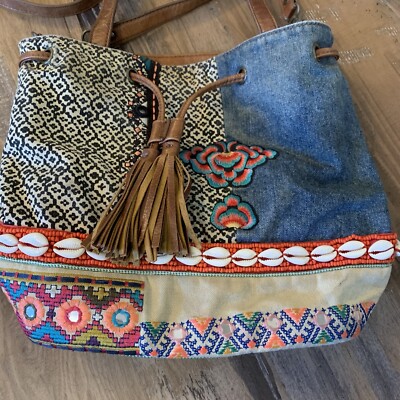 Desigual M Embroidered Shoulder Bag – Leather-Effect PU With Detachable Straps