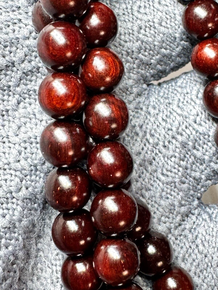 Cuentas redondas de sándalo rojo indio 8 mm * 108 rojas excelentes 小叶紫檀ZT104 Foto 4 de 4