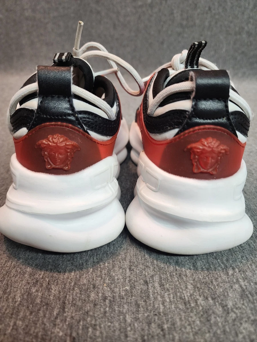 Versace chain reaction shoes Sz 5? Youth/Kids Black White Red EUC READ DESC