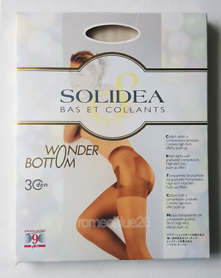 Solidea Wonder Bottom 30 DEN Sheer Tights Compression Italy size 3 Medium-Large