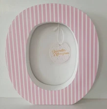 Azzure Home Wood White With pink Striped Letter O 8.5" Tall Decorative Monogram