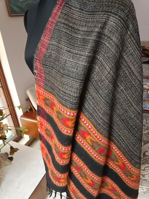 小物 CTHY YAK WOOL STOLE WINDOWPANE CHECK Yak Wool Shawl