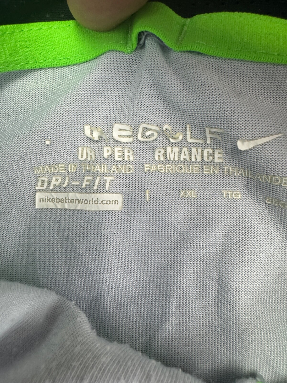 OFF WHITE X NIKE Nike Golf Shirt Uomo XXL Offwhite Verde Dri Fit Performance Polo Manica Corta