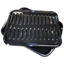 Broiler Pan & Roasting Rack Black Porcelain Coating Dishwasher Safe Rectangular