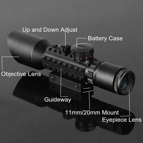 3-10x42E Compact Rifle Scope Hunting Optical Red Green Dot Tactical Riflescope - Picture 12 of 13