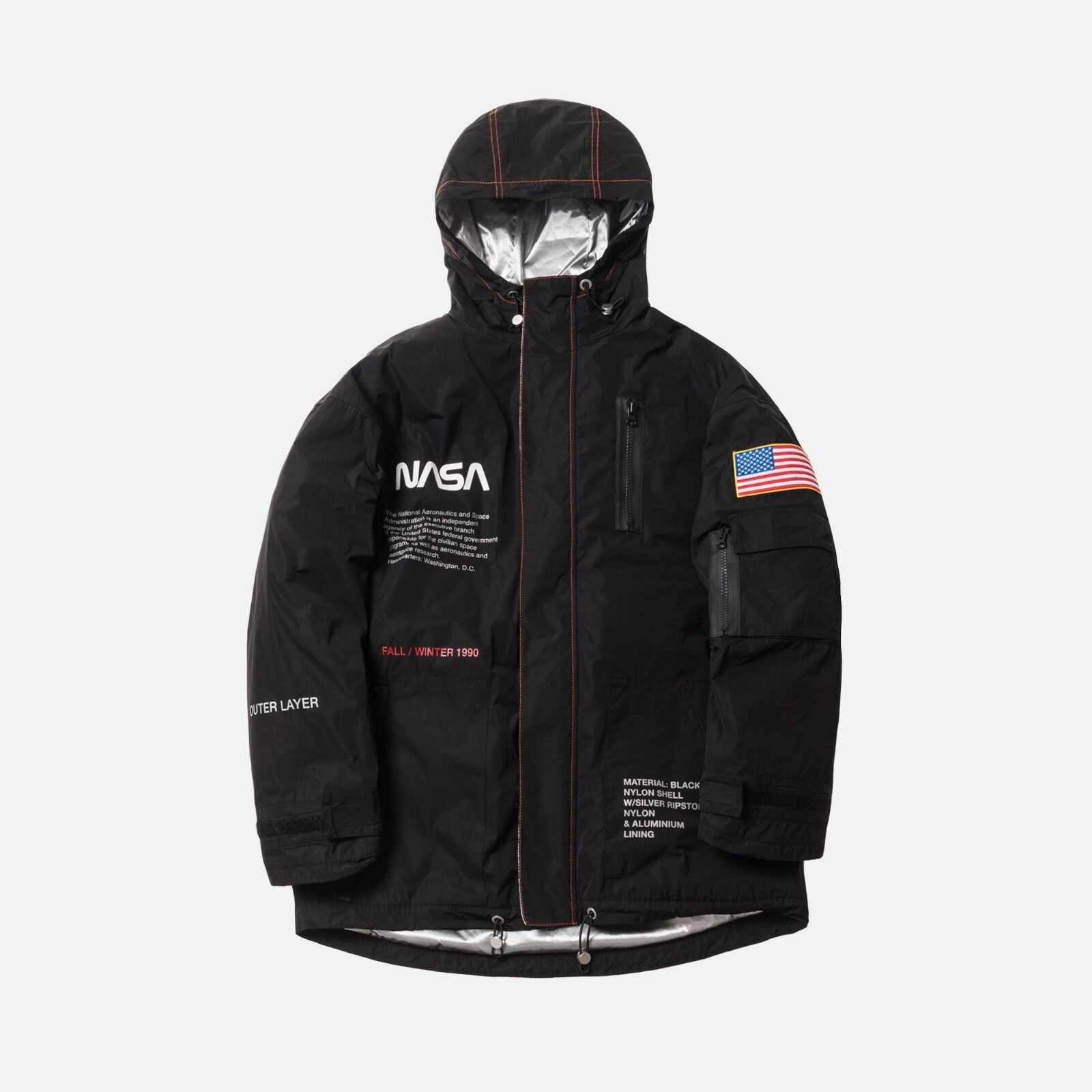 Tropezón intersección Unidad Heron Preston x NASA High Tech Reflective Black Parka FW18 | eBay