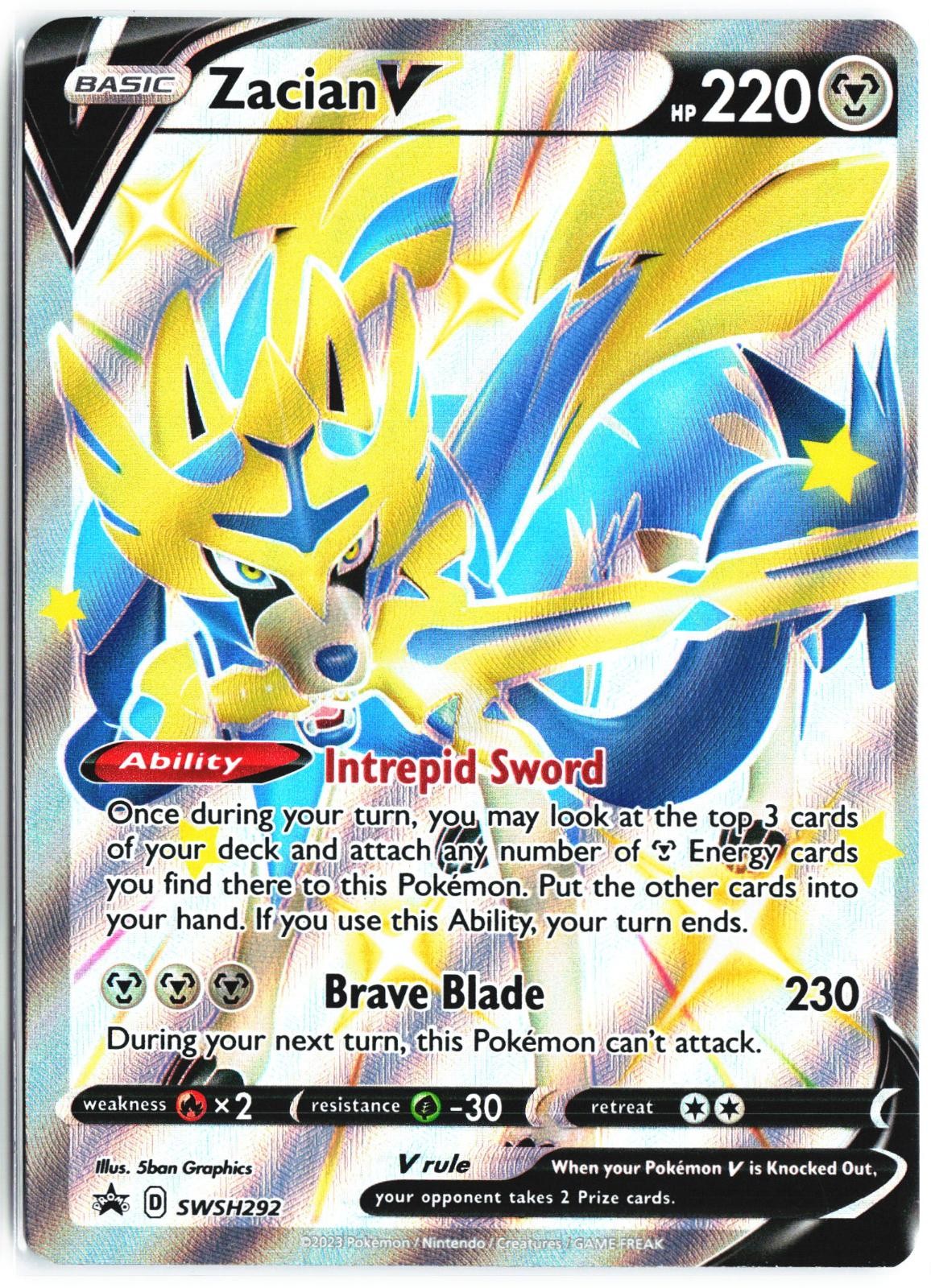Zacian V (Shiny) SWSH292 Holo Promo Sword & Shield Promo Pokemon Near Mint