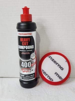 Menzerna Heavy Cut Compound 400 Improved Formulation 8oz - 3.5'' Polishing Pad