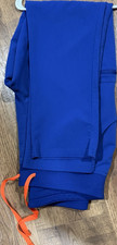 Blue Solid Medical Scrub Pants Unisex Orange Drawstring Elastic Waist