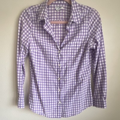 Old Navy Women's Purple Gingham 100% Cotton Button-Up Shirt Size S