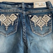 Grace In LA Womens Bootcut Jeans 28 Easy Fit Western Aztec Bling
