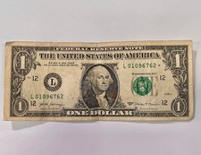 $1 One Dollar Bill US Currency - Missing Star Printing Error - Star Note