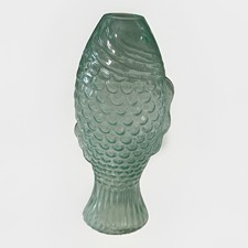 Place  Time 11  Summer Blue Recycled Glass Figural Fish Vase Coastal Decor