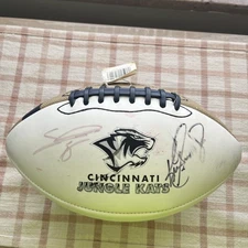 Ken Griffey Jr Signed Football. Sam Adams Signed Football. Cincinnati Arena Kats