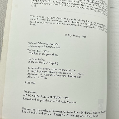 The Lyre in the Pawn Shop by Fay Zwicky Paperback Book - Picture 13 of 15