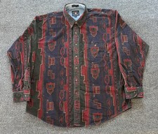 VTG Chaps Ralph Lauren Mens XL Aztec Southwestern Geometric Flannel Shirt 90s