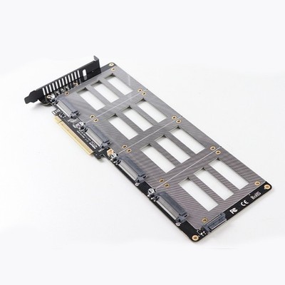 U.2 SSD to PCIe X16 Adapter Card 4-Port NVMe Riser PCIe 4.0 x16
