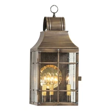 Irvins Country Tinware Stenton Outdoor Wall Light in Solid Weathered Brass