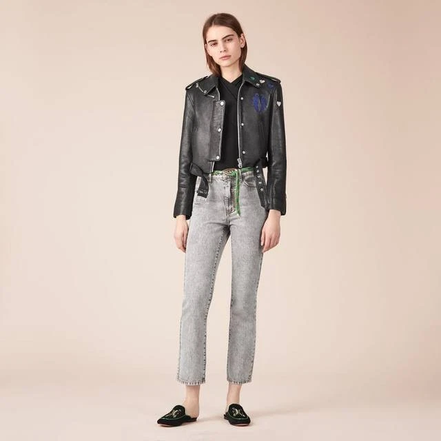 Chaqueta de Cuero de Vaca Maje Recortada Bicoeur Talla 38 EE. UU. 4 Nueva con Defecto Foto 4 de 4