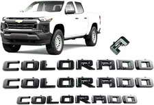 3Pcs Overlay Emblem 3D Letter Door Rear Badge for 23-24 Colorado Set Matte Black