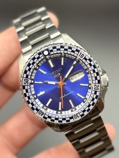 Seiko 5 SPORTS Checkered Flag Watch Blue Dial Day Date