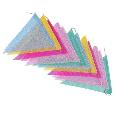 48Pcs Colorful Pennant Includes 4 String 6.6X5Inch Fabric Triangle Flags