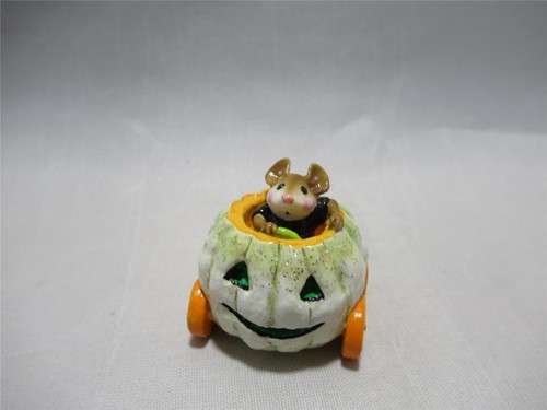 Wee Forest Folk Pumpkinmobile - White Pumpkin Retired Halloween WFF