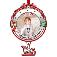 Baby's First Christmas Picture Frame Ornament 2025, My First Year Photo Frame...