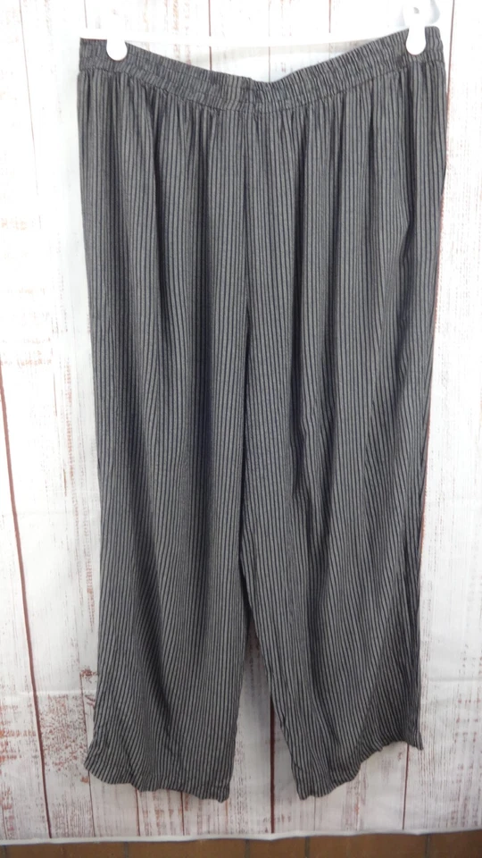 Pantalones informales vintage años 90 Carole Little negros a rayas pierna ancha talla grande 20W Foto 2 de 4