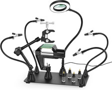 Magnetic Helping Hands Soldering Third Hand, PCB Circuit Board Holder with 3X LE